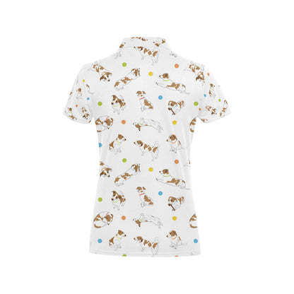 Russell Terriers With Balls Print Design LKS307 Women's Polo Shirt