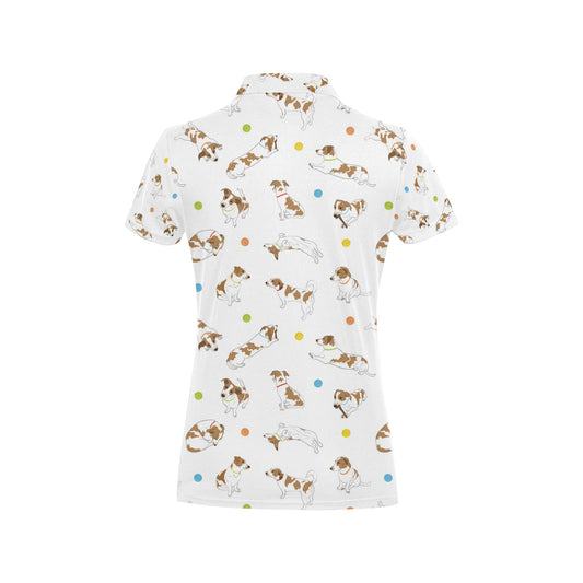 Russell Terriers With Balls Print Design LKS307 Women's Polo Shirt