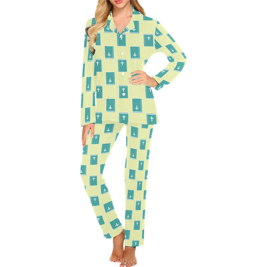 Bible Pattern Print Design 04 Women's Long Pajama Set