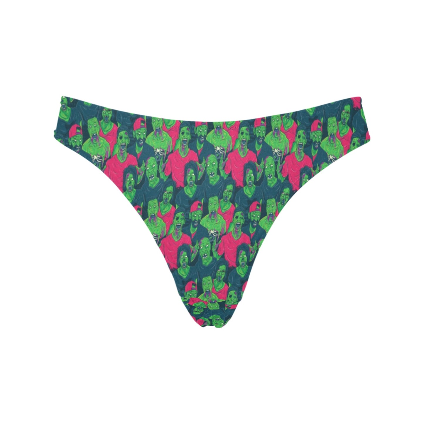 Zombie Themed Design Pattern Print Women's Thongs