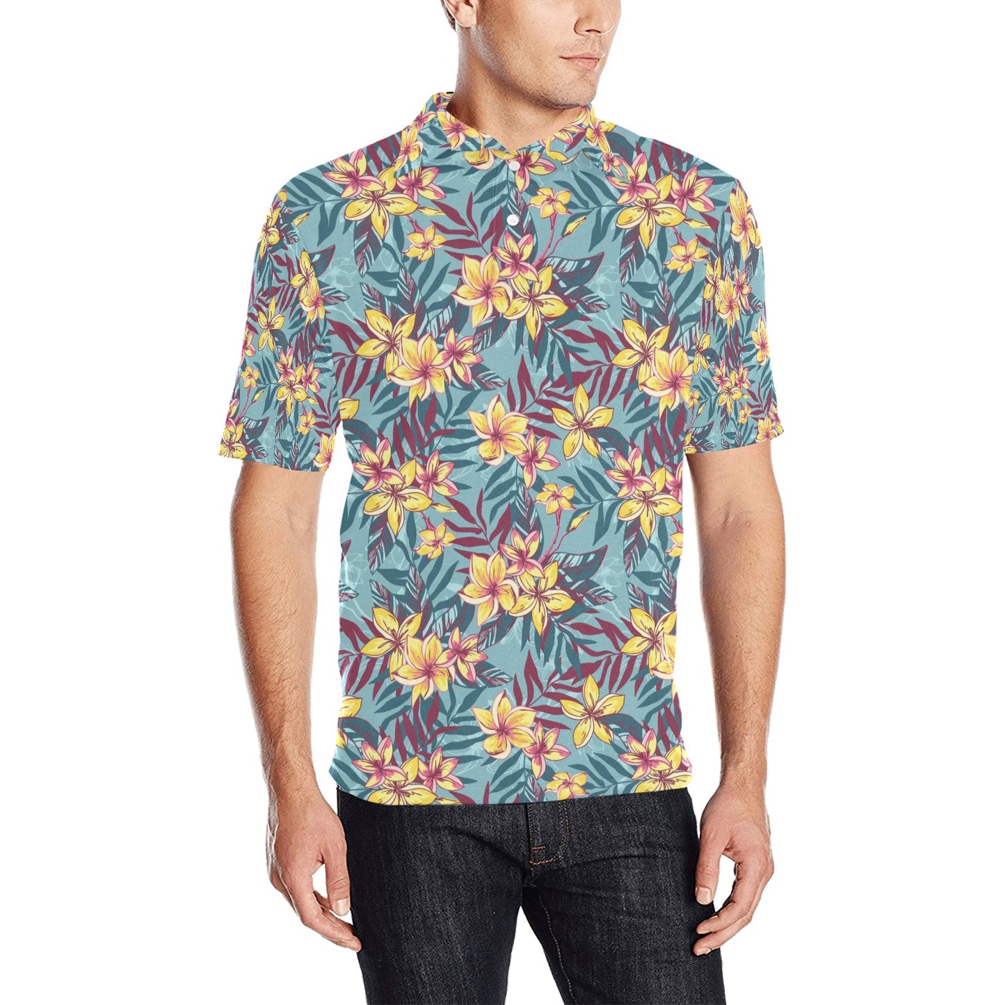 Summer Floral Print Design LKS304 Men Polo Shirt