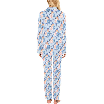 Bluebird Pattern Print Design 01 Women's Long Pajama Set