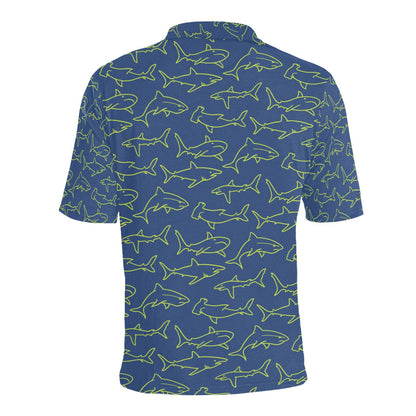 Shark Print Design LKS301 Men Polo Shirt