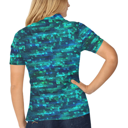 Mermaid Scales Pattern Print Design 06 Women's Polo Shirt