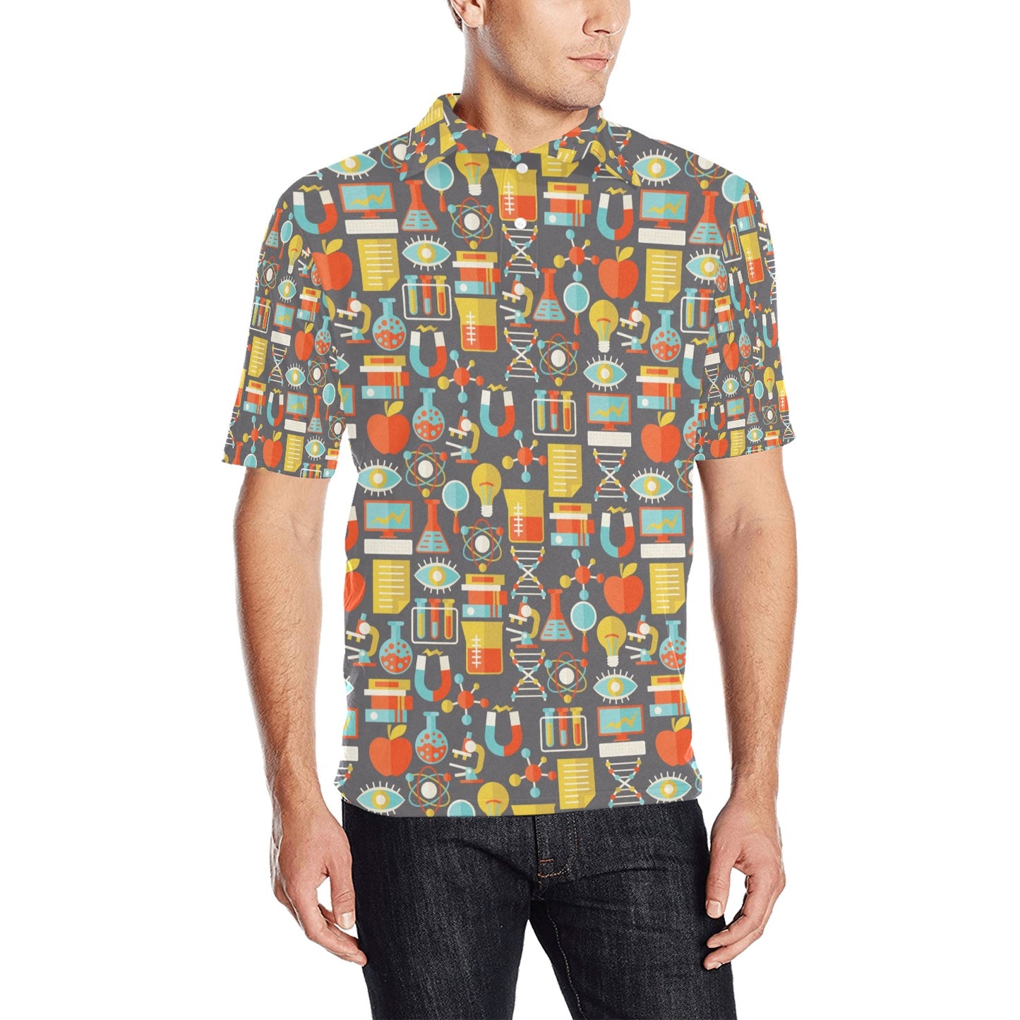 Science Print Design LKS302 Men Polo Shirt
