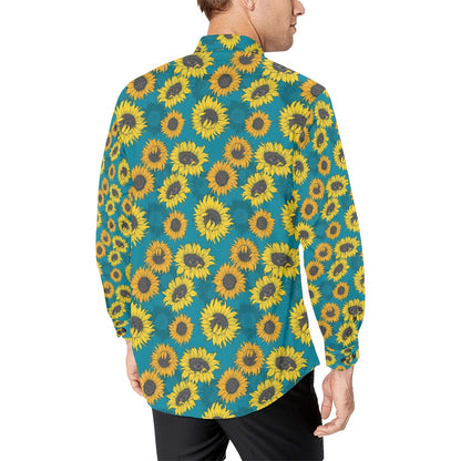 Sunflower Print Design LKS301 Men's Long Sleeve Dress Shirt