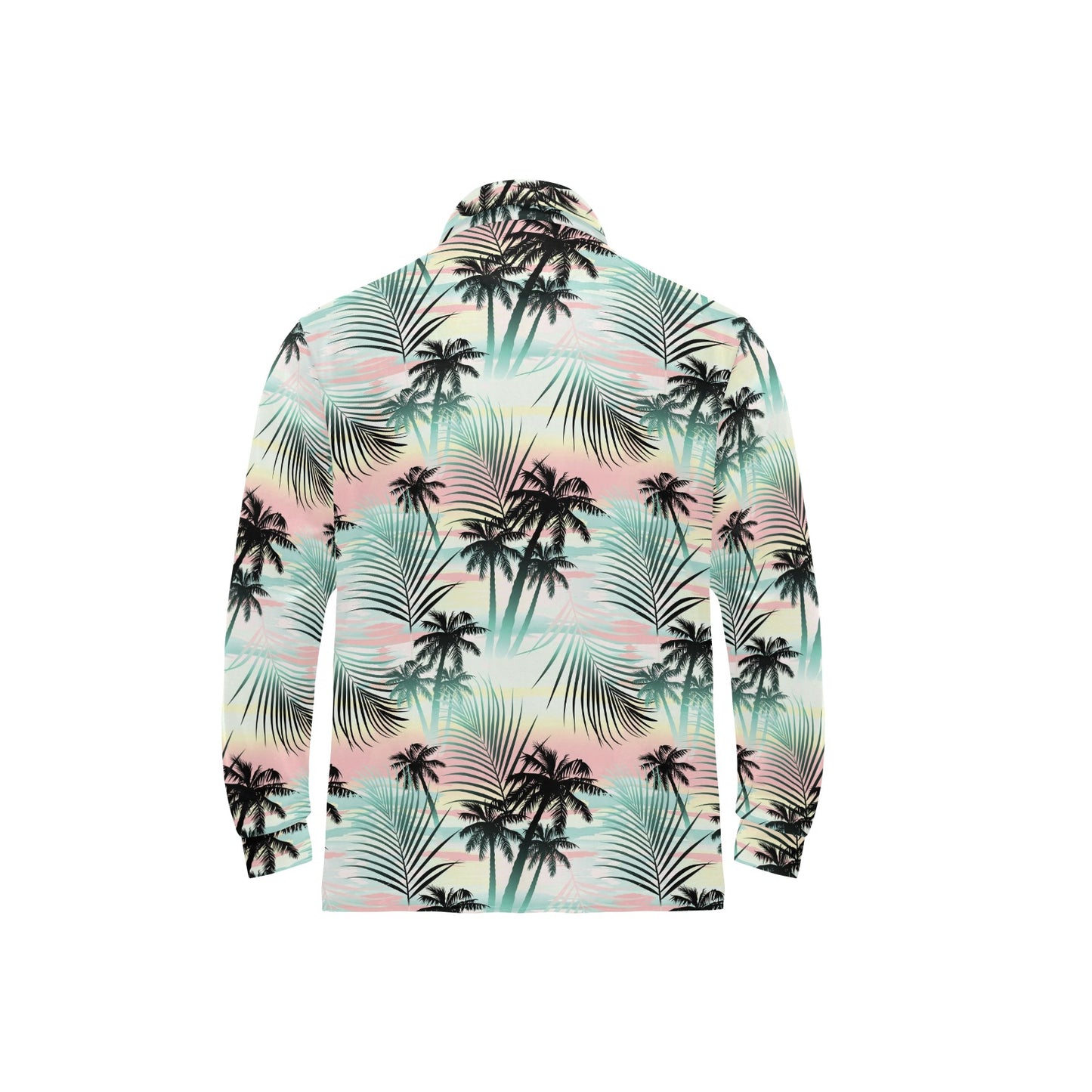 Palm Tree Pattern Print Design A03 Long Sleeve Polo Shirt For Men's