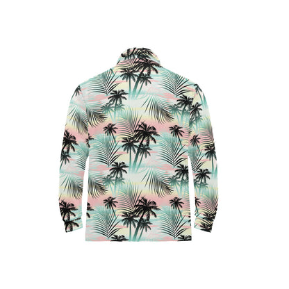 Palm Tree Pattern Print Design A03 Long Sleeve Polo Shirt For Men's