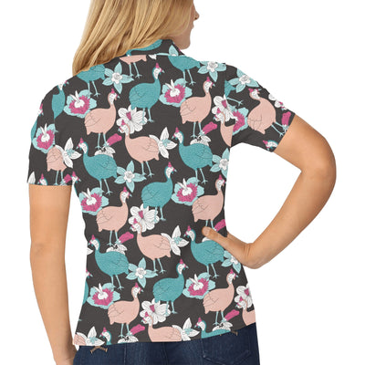 Guinea Fowl Pattern Print Design 03 Women's Polo Shirt