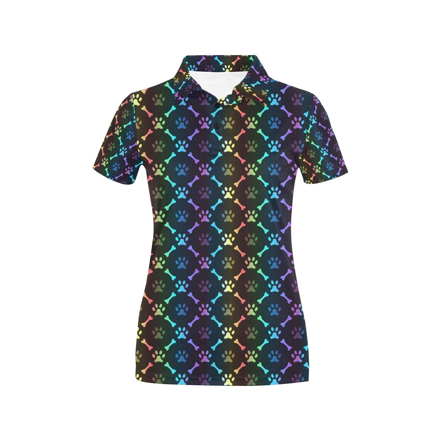 Paw Rainbow Print Women's Polo Shirt