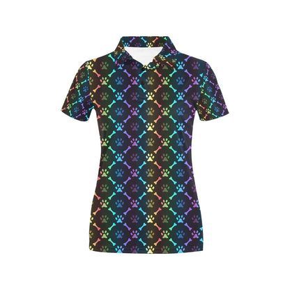 Paw Rainbow Print Women's Polo Shirt