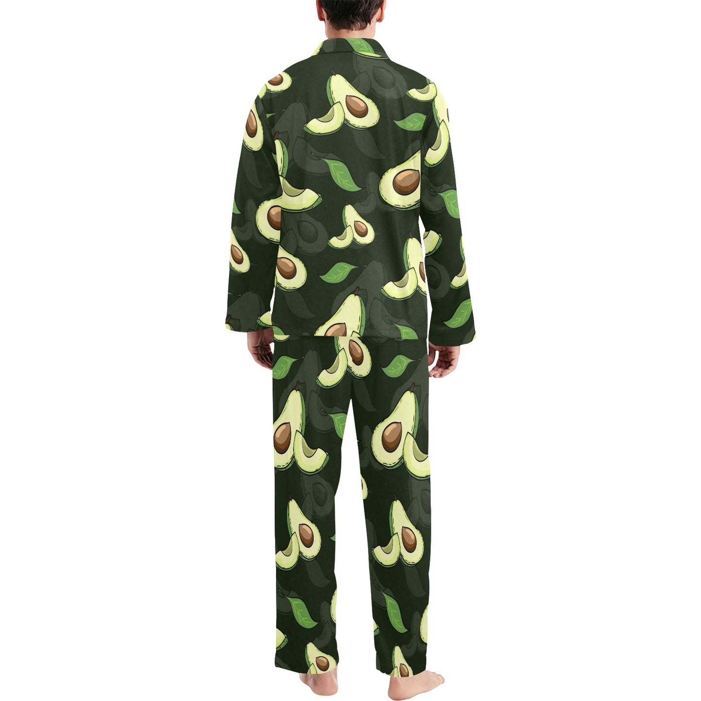 Avocado Pattern Print Design AC07 Men's Long Pajama Set