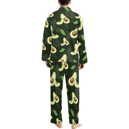 Avocado Pattern Print Design AC07 Men's Long Pajama Set