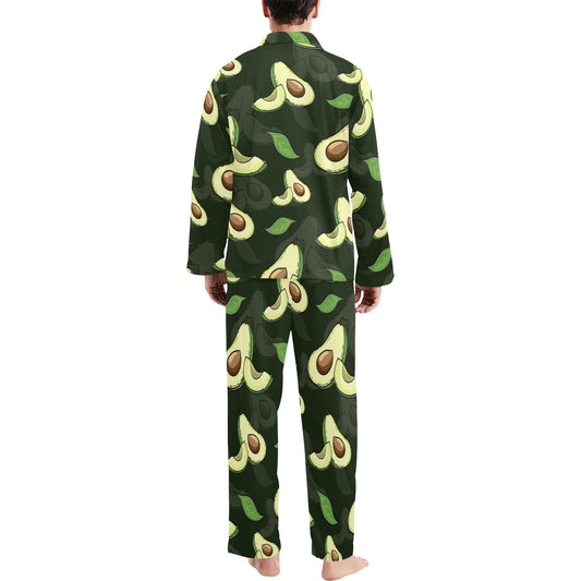 Avocado Pattern Print Design AC07 Men's Long Pajama Set