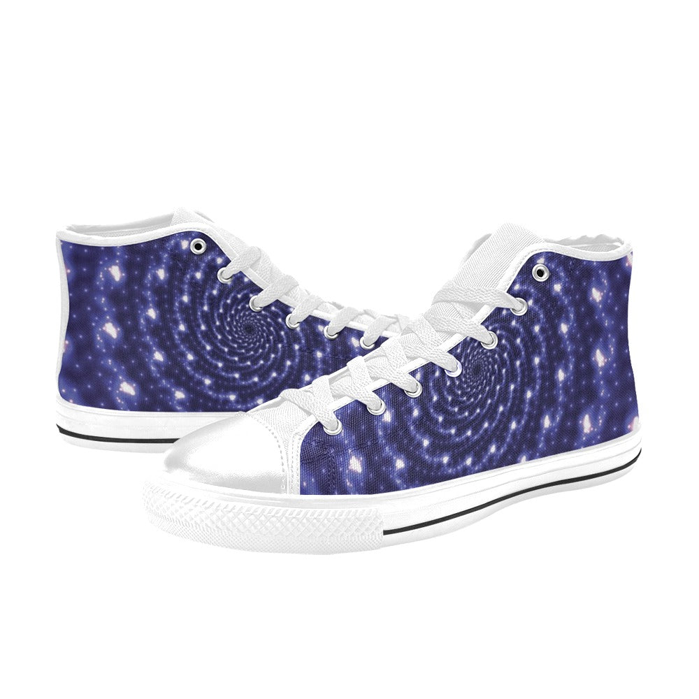 Vortex Print Design LKS305 Men's High Top Canvas Shoes