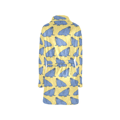 Walrus Pattern Print Design 02 Women's Fleece Robe