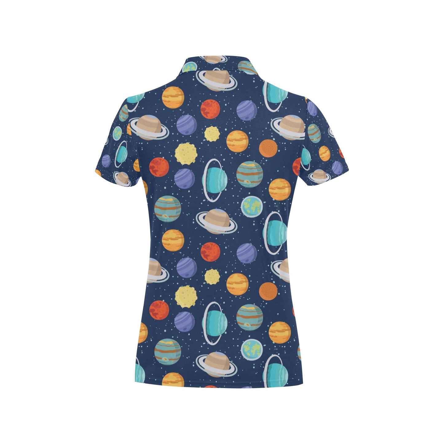 Planet With Star Print Design LKS303 Women's Polo Shirt
