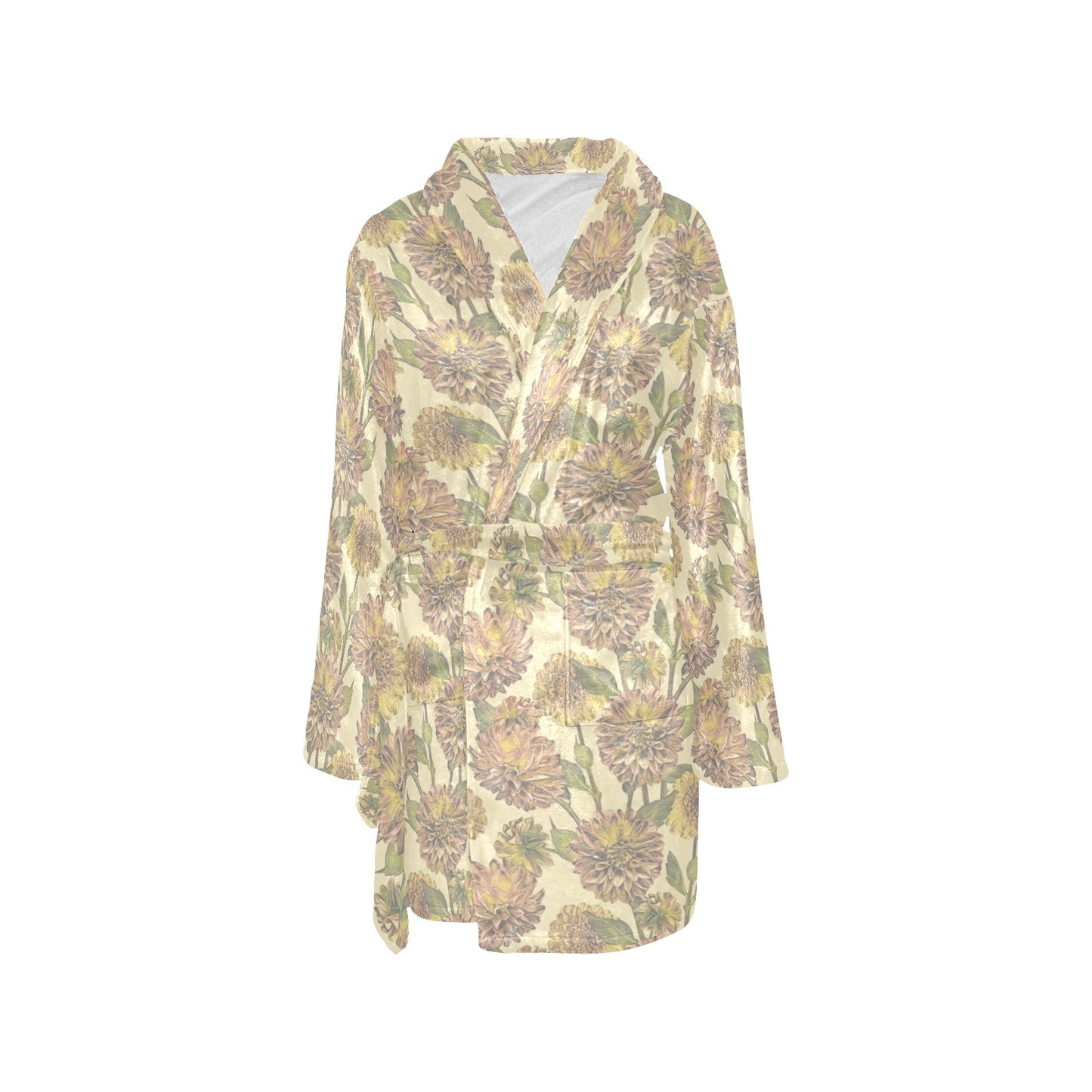 Dahlia Pattern Print Design DH09 Women's Fleece Robe
