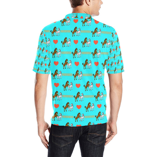 Horse Couple Love Print Design LKS309 Men Polo Shirt