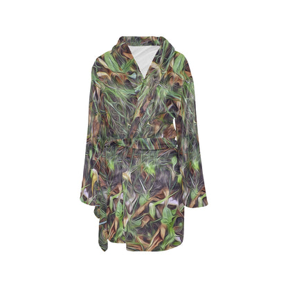 Camouflage Realistic Tree Print Women's Fleece Robe