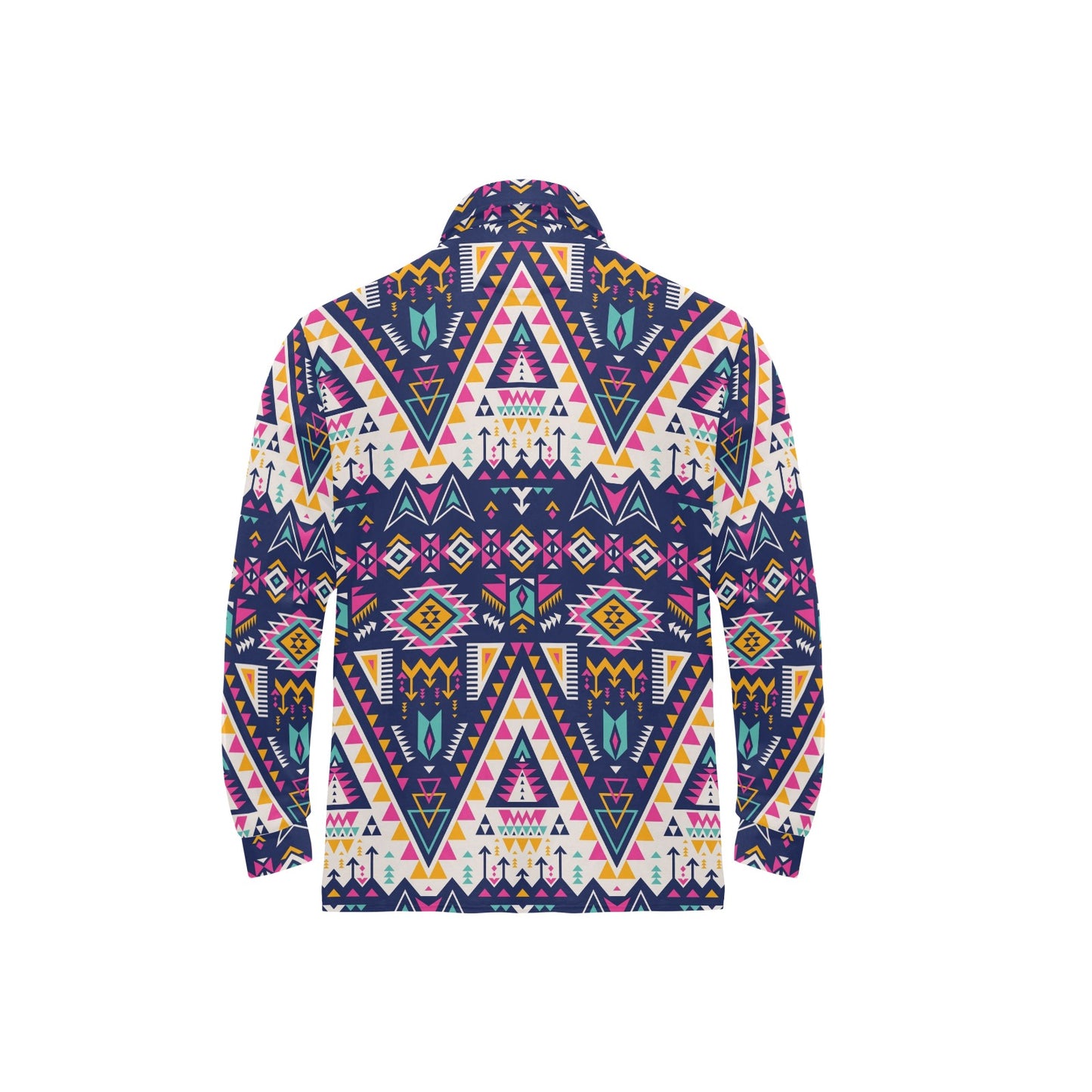 Pink Tribal Aztec native american Long Sleeve Polo Shirt For Men's