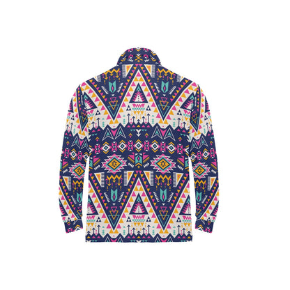 Pink Tribal Aztec native american Long Sleeve Polo Shirt For Men's