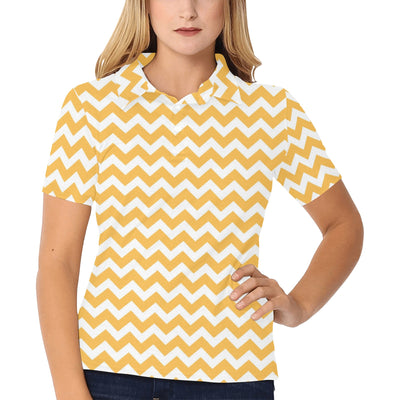 Chevron Orange Pattern Print Design 01 Women's Polo Shirt