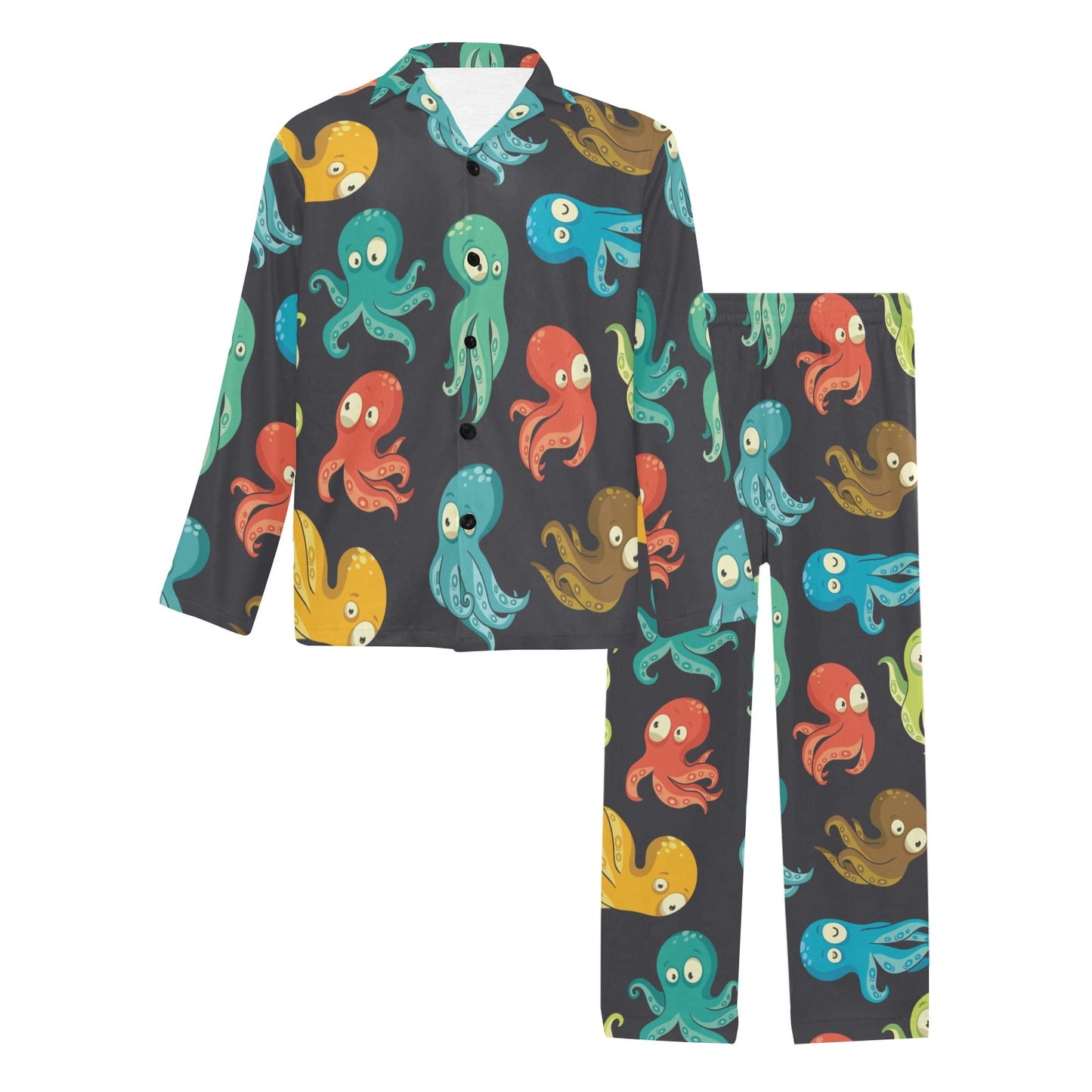 Octopus Pattern Print Design A01 Men's Long Pajama Set