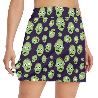 Zombie Print Design LKS303 17" Golf & Pickleball Skort with Pockets