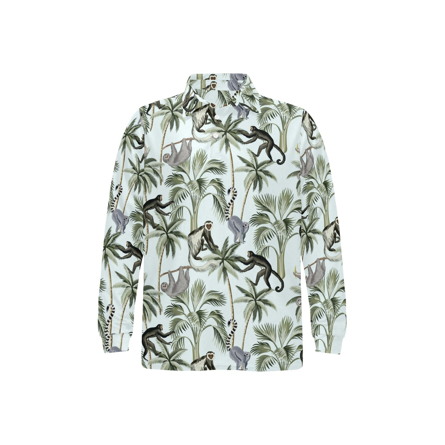 Rainforest Pattern Print Design RF04 Long Sleeve Polo Shirt For Men's