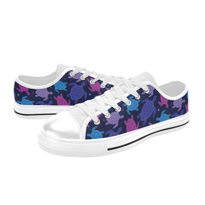 Sea Turtle Print Design LKS309 Women's White Low Top Shoes