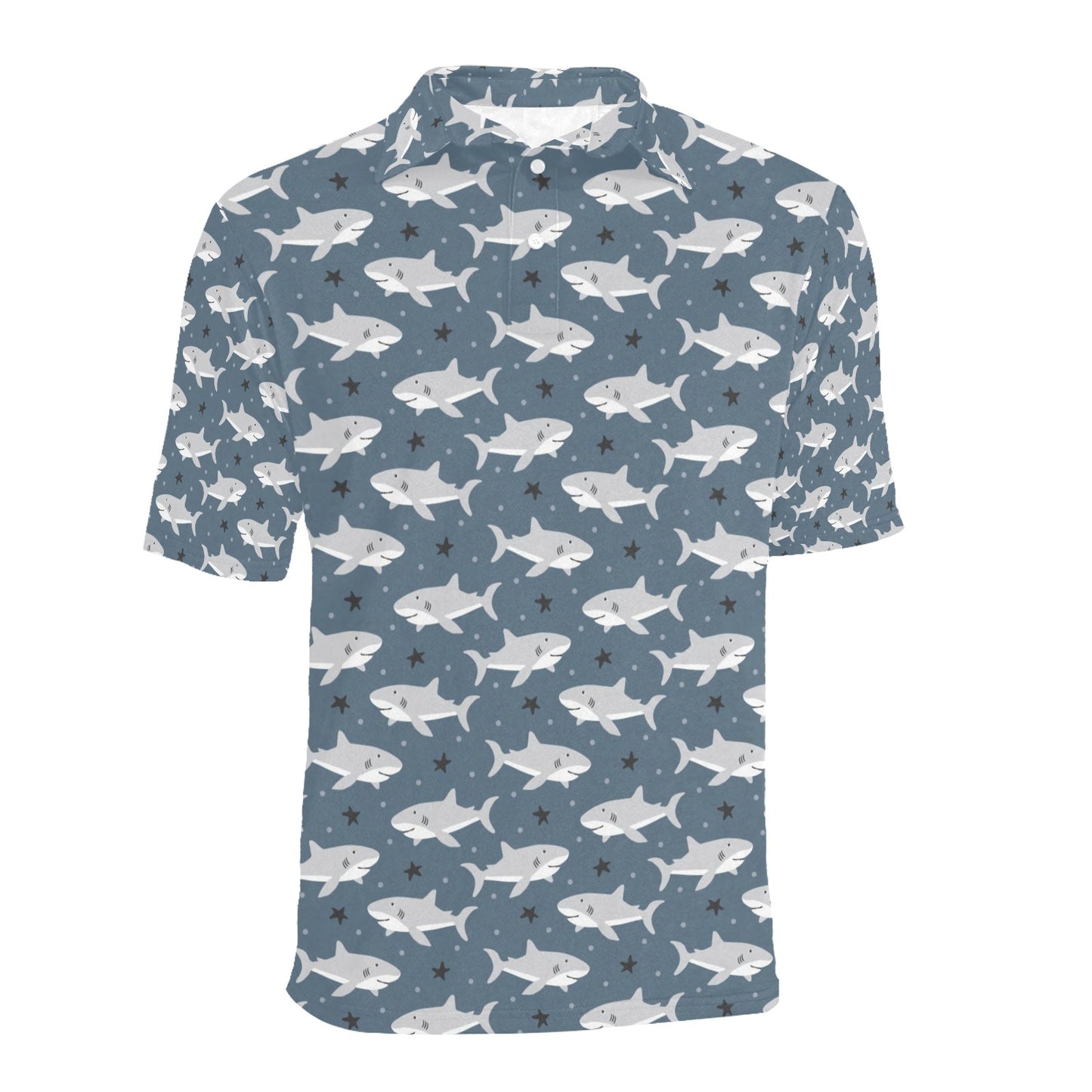 Shark Print Design LKS305 Men Polo Shirt
