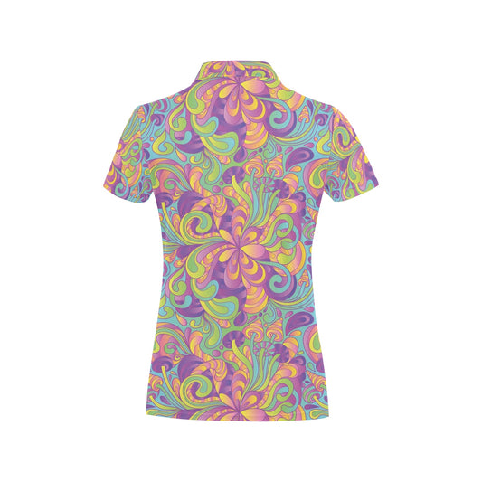 Psychedelic Mushroom Pattern Print Design A05 Women's Polo Shirt