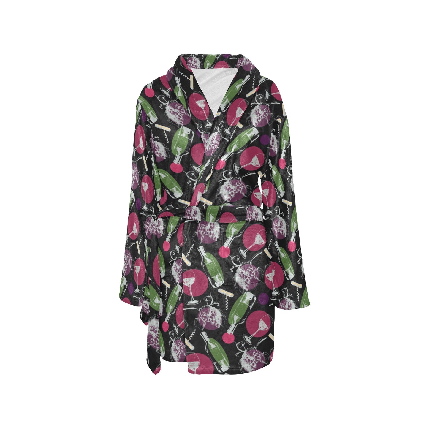 Wine Print Design LKS307 Women's Fleece Robe