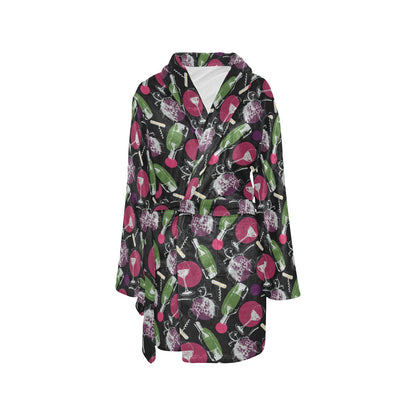 Wine Print Design LKS307 Women's Fleece Robe