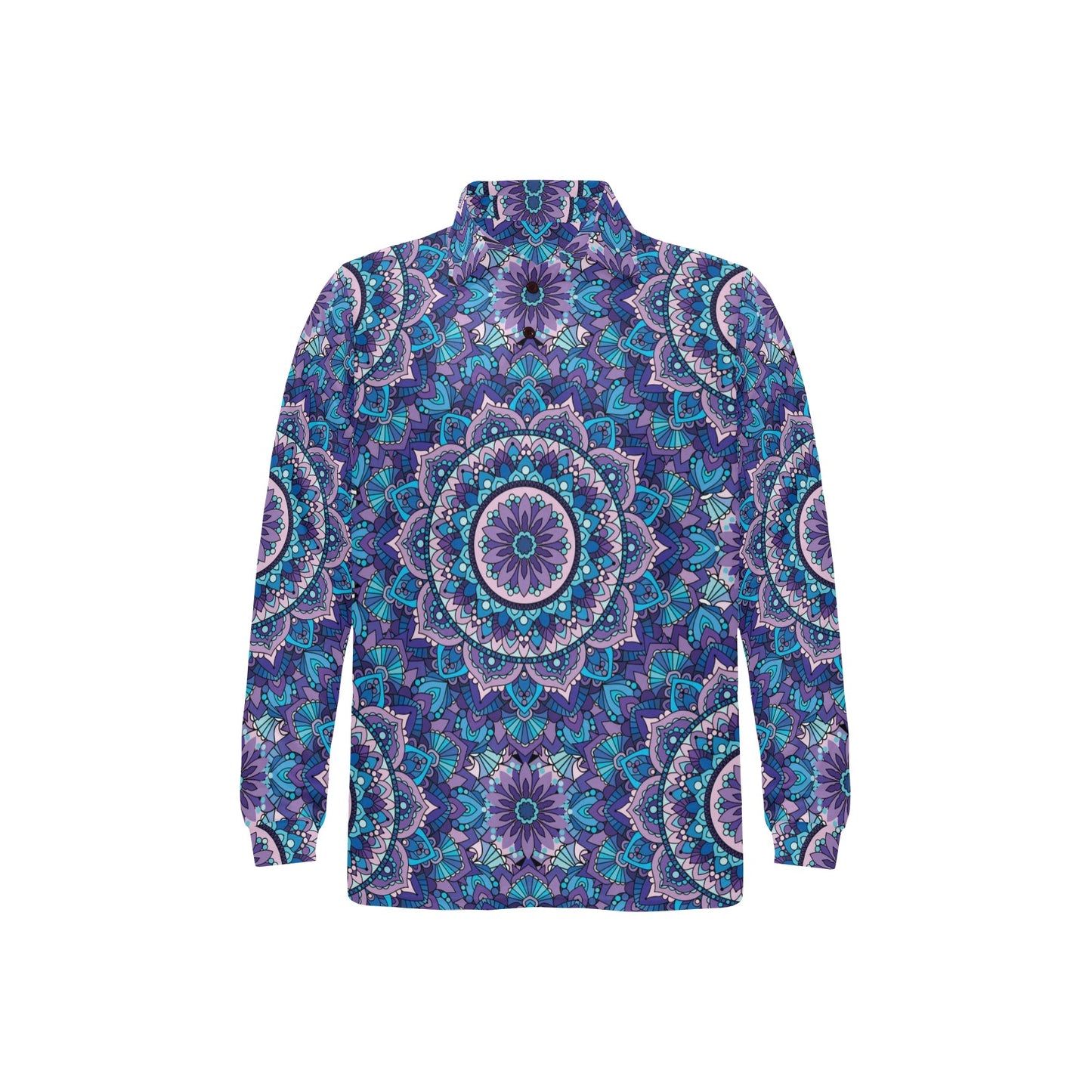 Mandala Pattern Print Design 04 Long Sleeve Polo Shirt For Men's