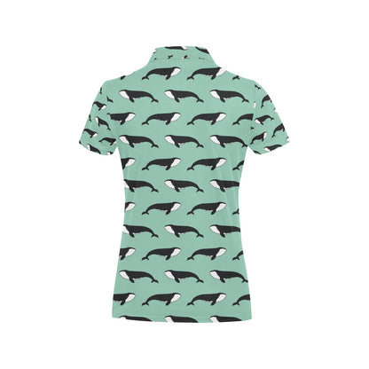 Whale Print Design LKS307 Women's Polo Shirt