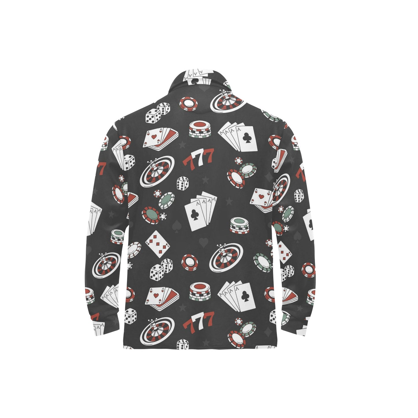 Casino Pattern Print Design 02 Long Sleeve Polo Shirt For Men's