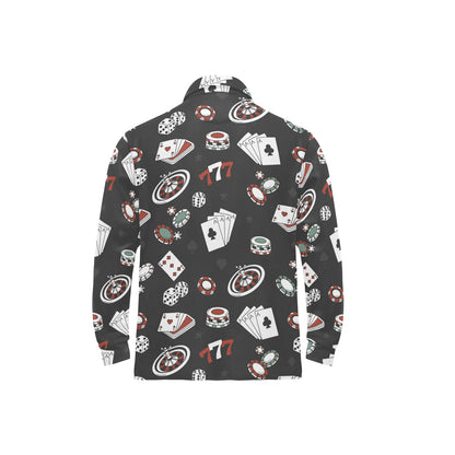 Casino Pattern Print Design 02 Long Sleeve Polo Shirt For Men's