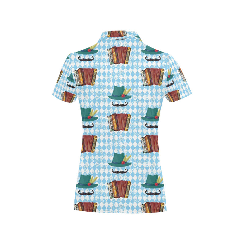 Accordion Mustache Pattern Print Design 01 Women's Polo Shirt