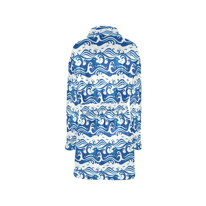 Wave Print Design LKS303 Women's Fleece Robe