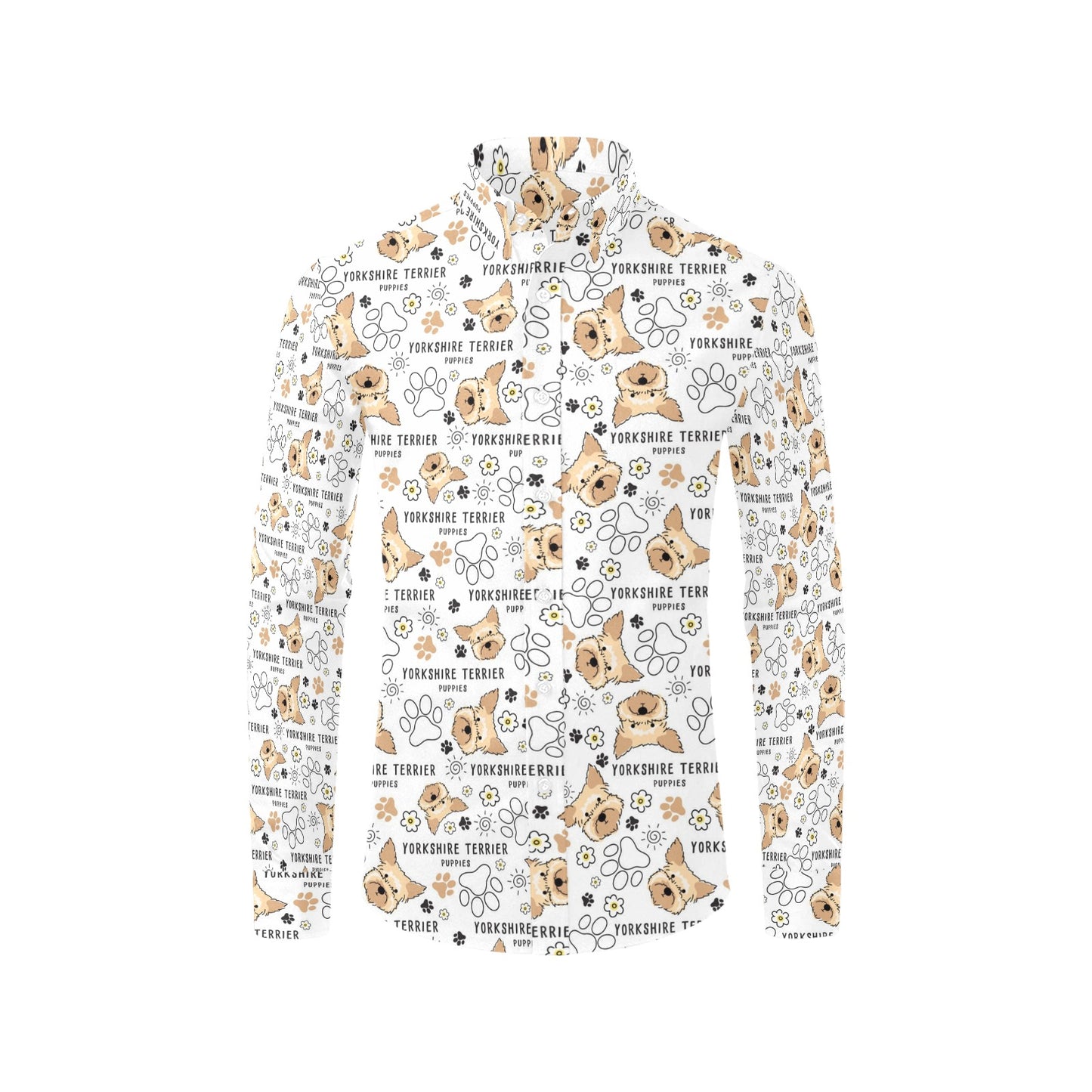 Yorkshire Terriers Print Design LKS308 Men's Long Sleeve Dress Shirt
