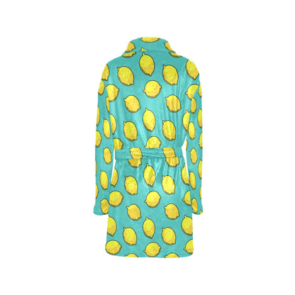 Lemon Pattern Print Design LM04 Women's Fleece Robe