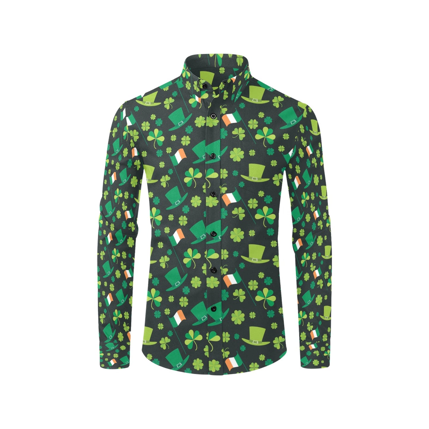 Shamrock Saint Patrick's Day Print Design LKS304 Men's Long Sleeve Dress Shirt