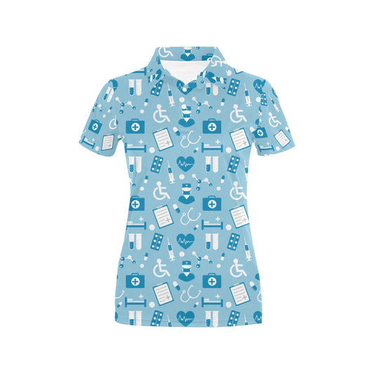 Medical Pattern Print Design 05 Women's Polo Shirt