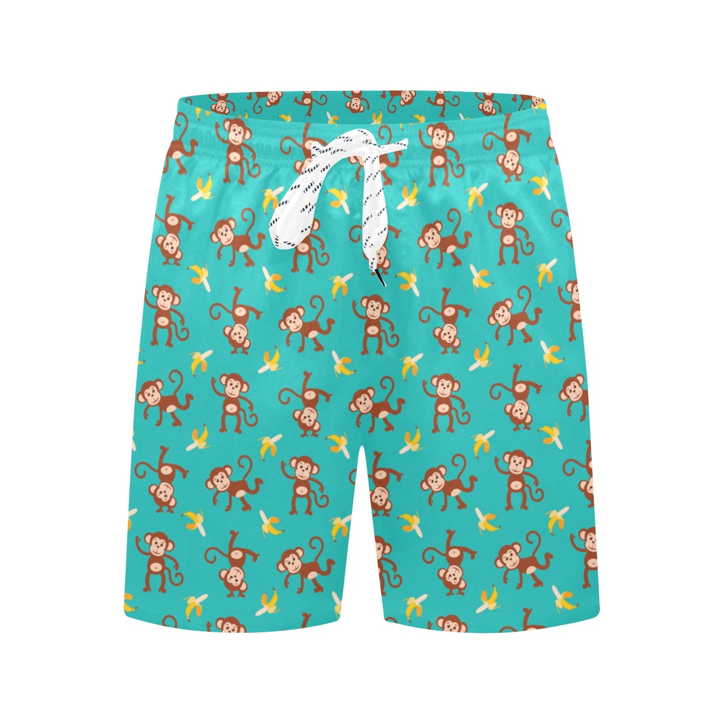 Monkey Banana Design Themed Print Men's Swim Trunks Beach Shorts