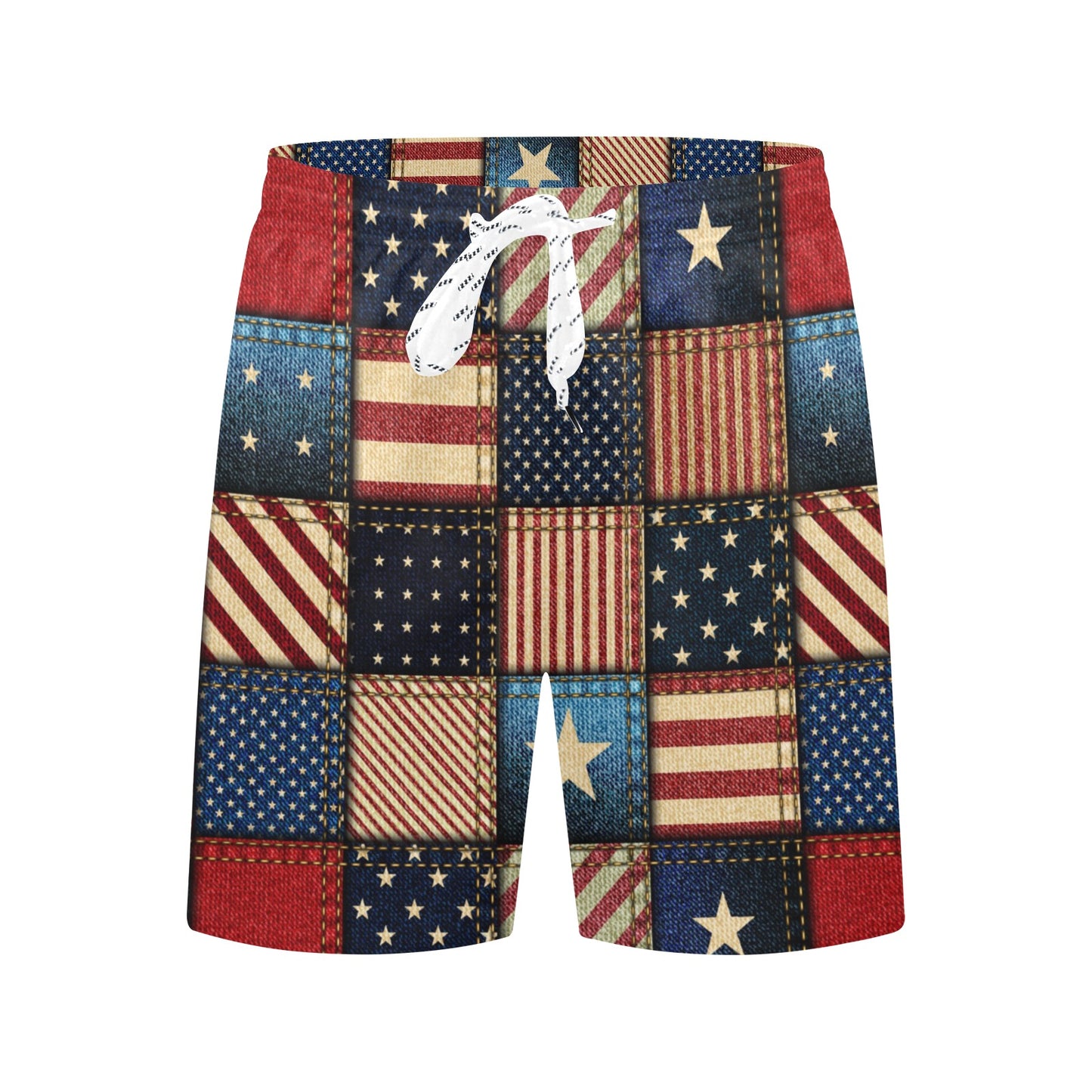American flag Patchwork Design Men's Swim Trunks Beach Shorts