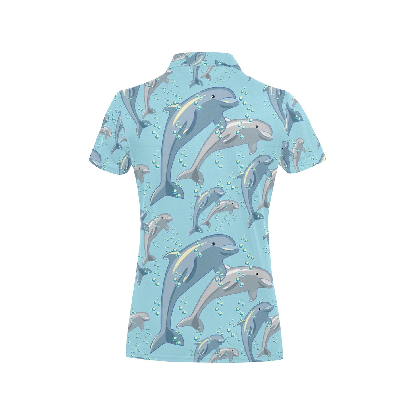 Dolphin Print Pattern Women's Polo Shirt