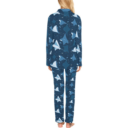 Manta Ray Pattern Print Design 02 Women's Long Pajama Set