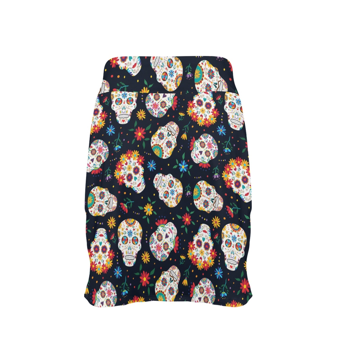 Sugar Skull Print Design LKS305 17" Golf & Pickleball Skort with Pockets